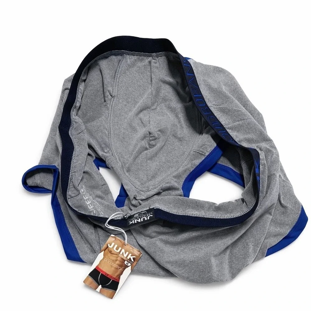 Junk Underjeans Royal Vibe Mens Gray Blue Trim Trunk Boxer Shorts 3XL/XXXL New